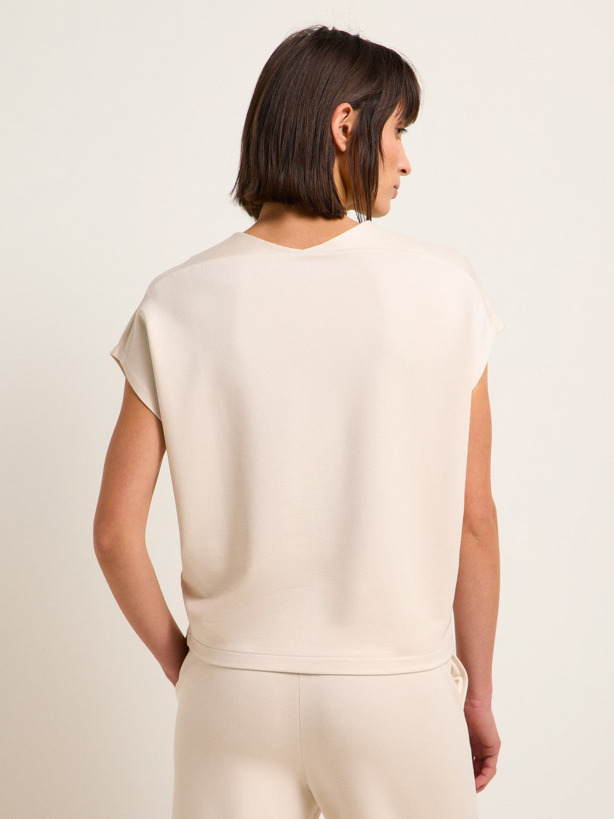 V-NECK SHIRT made of TENCEL™ Lyocell - Light Chalk