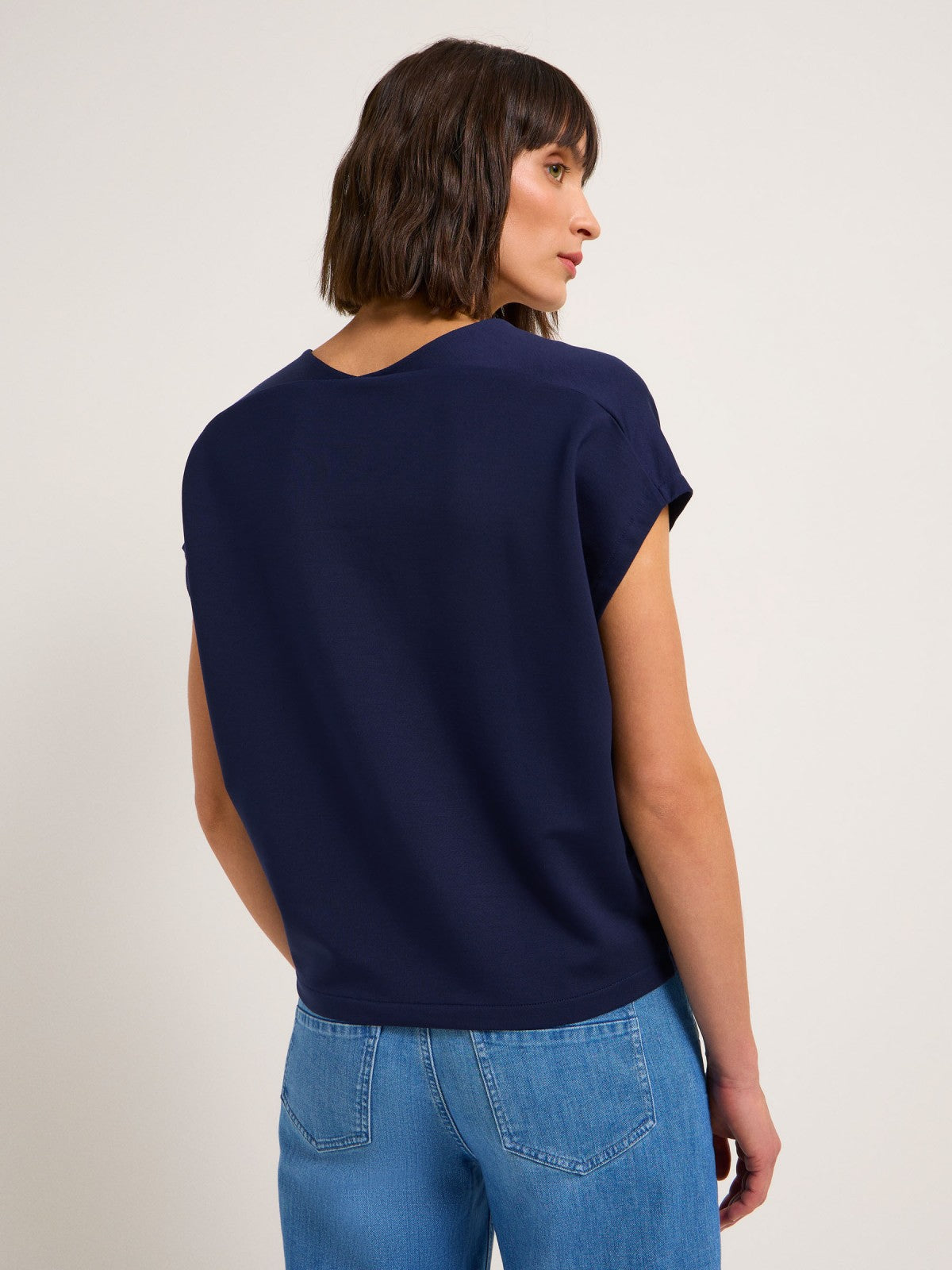 V-NECK SHIRT made of TENCEL™ Lyocell - Night Blue