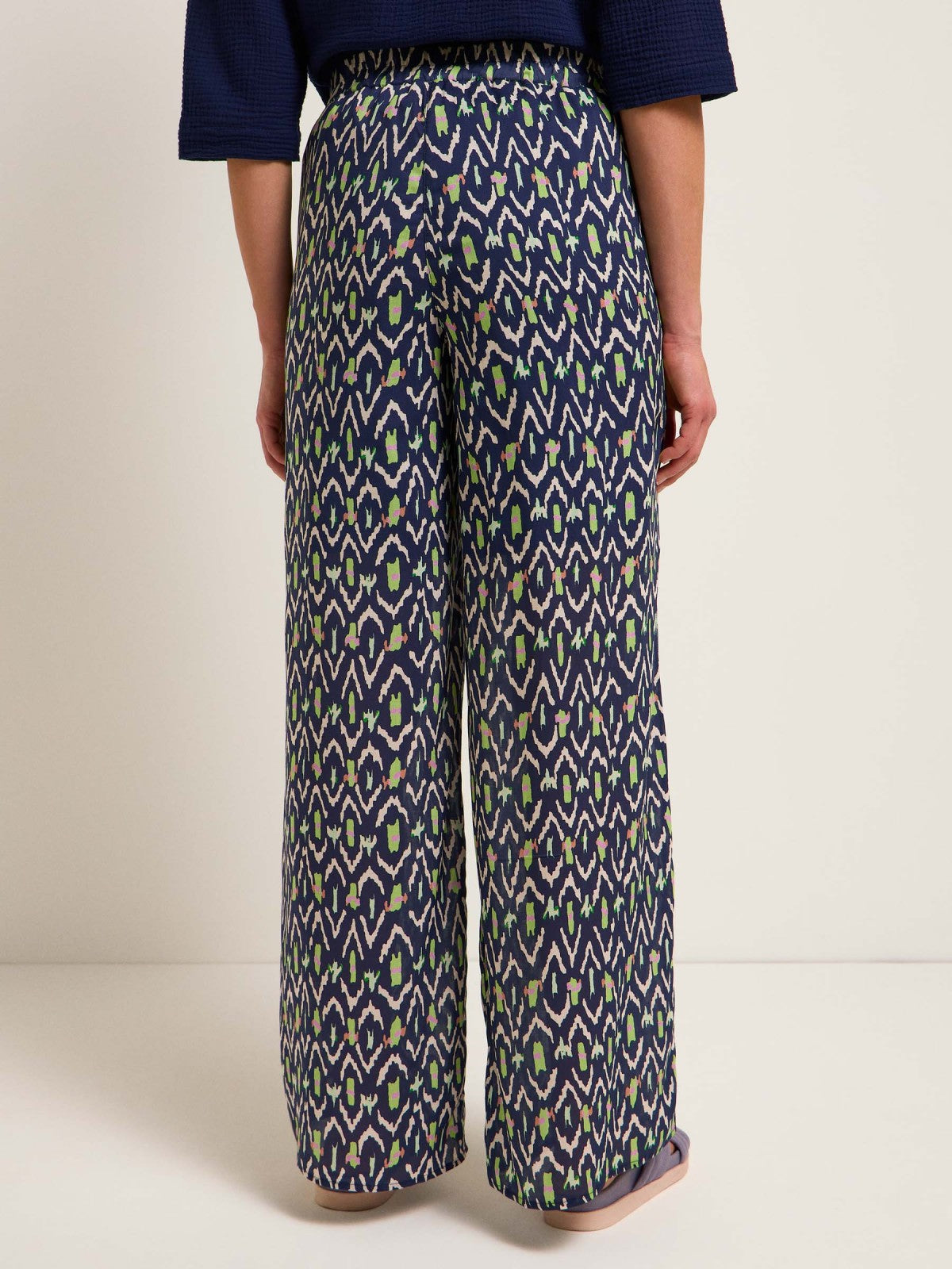 PALAZZO PANTS PRINT IKAT made of TENCEL™ Modal & Silk - Night Blue