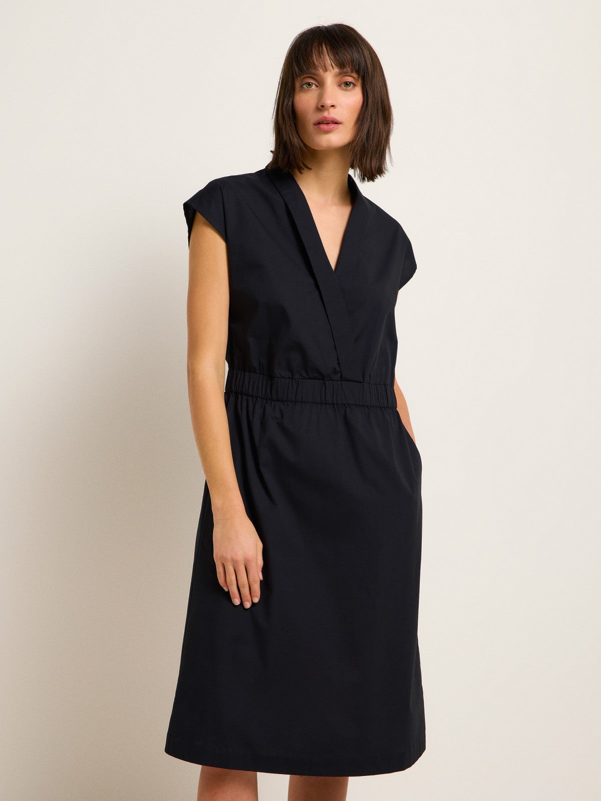 DRESS WITH MOCK NECK (GOTS) made of organic cotton - Black