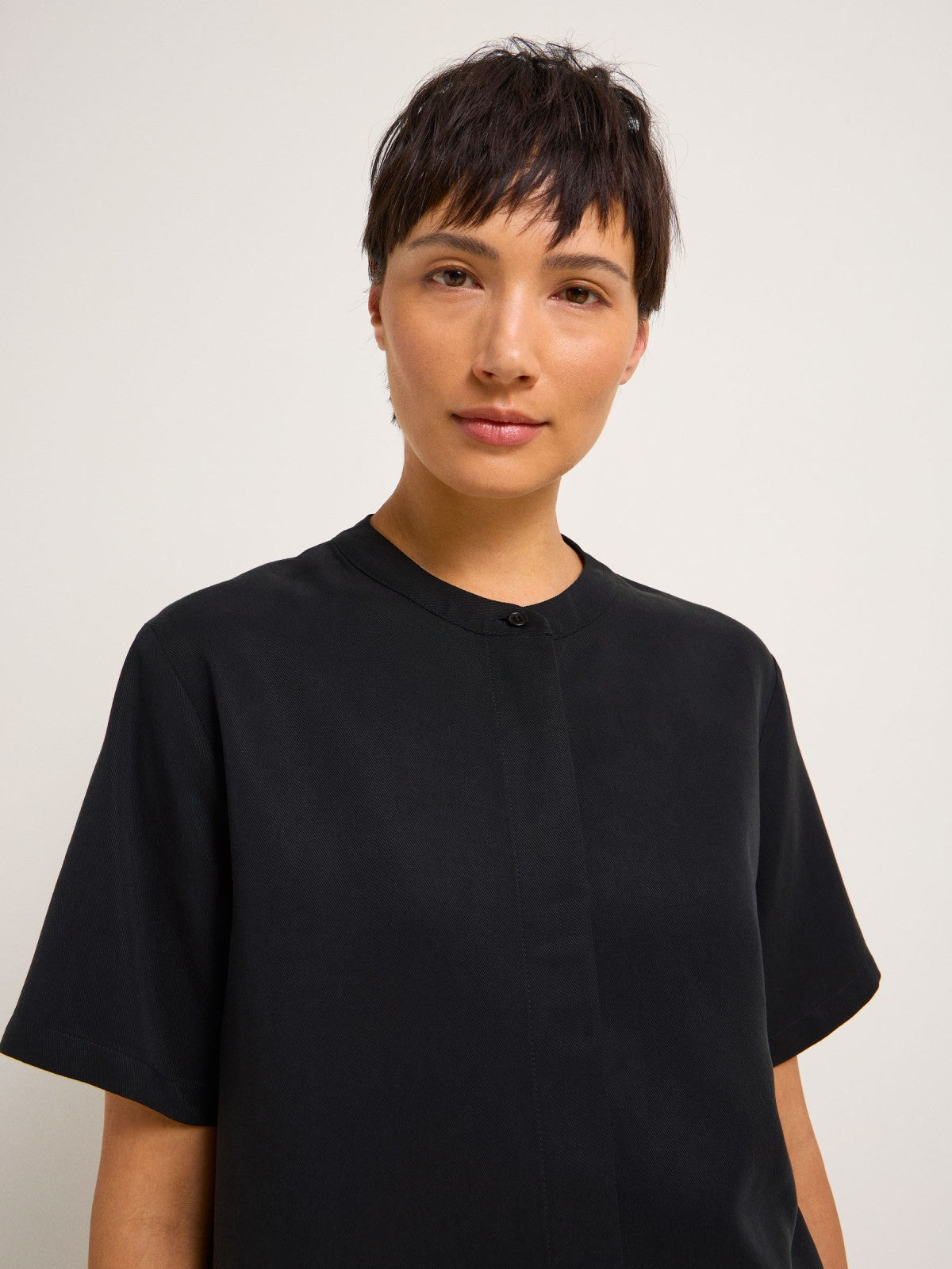 BLOUSE SHIRT made of TENCEL™ Lyocell & Linen - Black