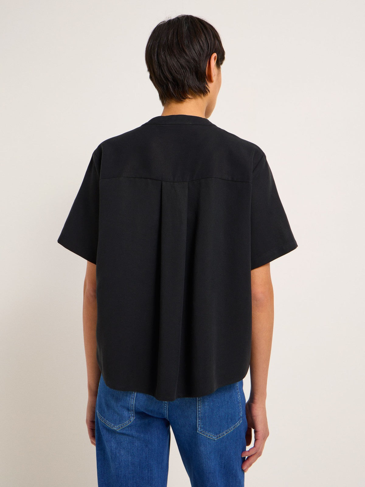 BLOUSE SHIRT made of TENCEL™ Lyocell & Linen - Black