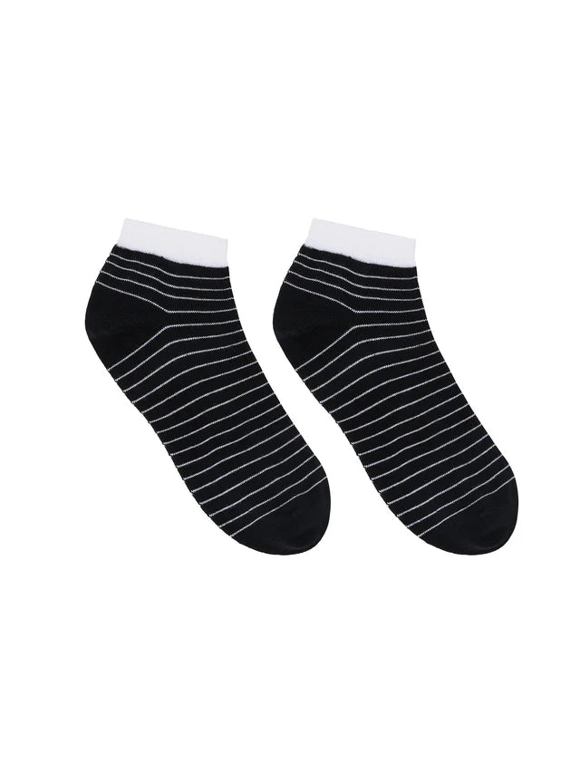 Sneaker Socks Stripes GOTS - Black & Off White