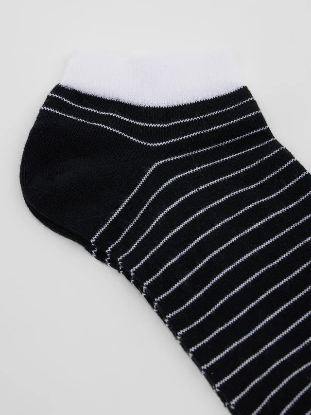 Sneaker Socks Stripes GOTS - Black & Off White