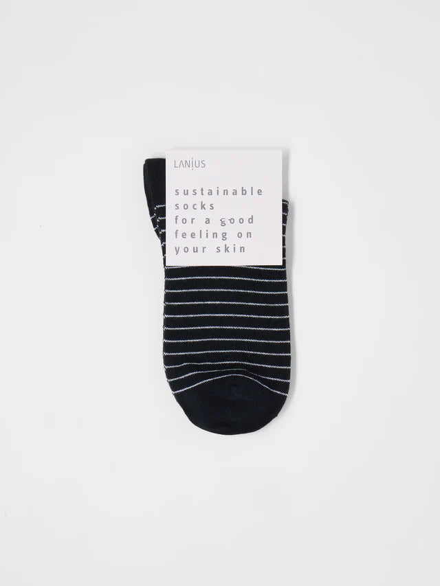 Sneaker Socks Stripes GOTS - Black & Off White