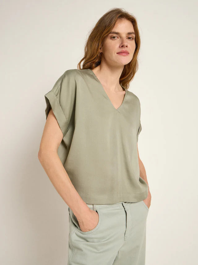 BLOUSE SHIRT made of Tencel™ Lyocell - Aqua Grey