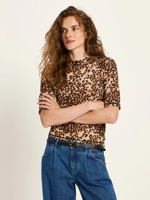 Stand-Up Collar Shirt made of TENCEL™ - Leo Print