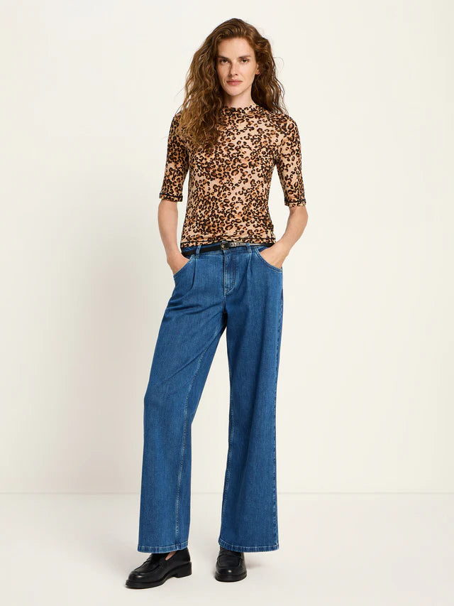 Stand-Up Collar Shirt made of TENCEL™ - Leo Print