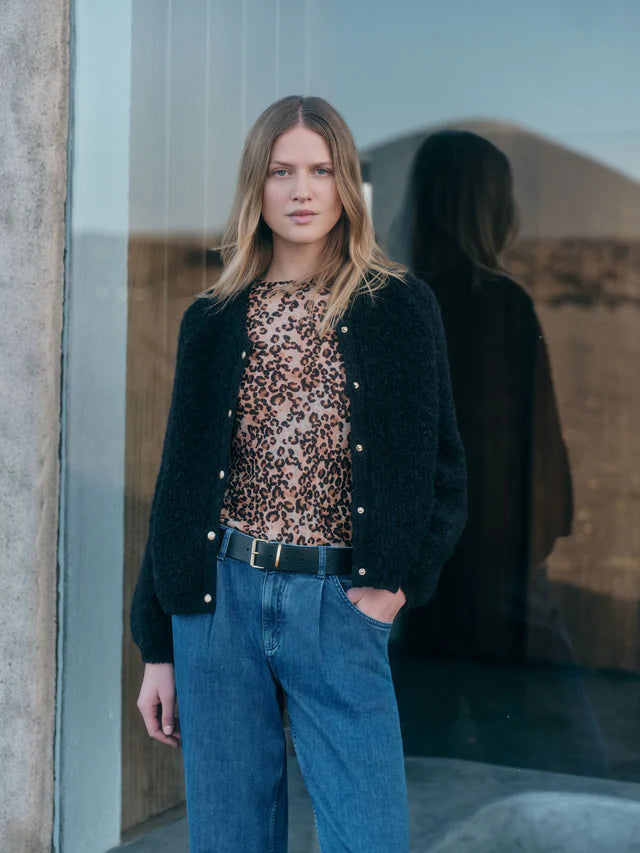 Stand-Up Collar Shirt made of TENCEL™ - Leo Print