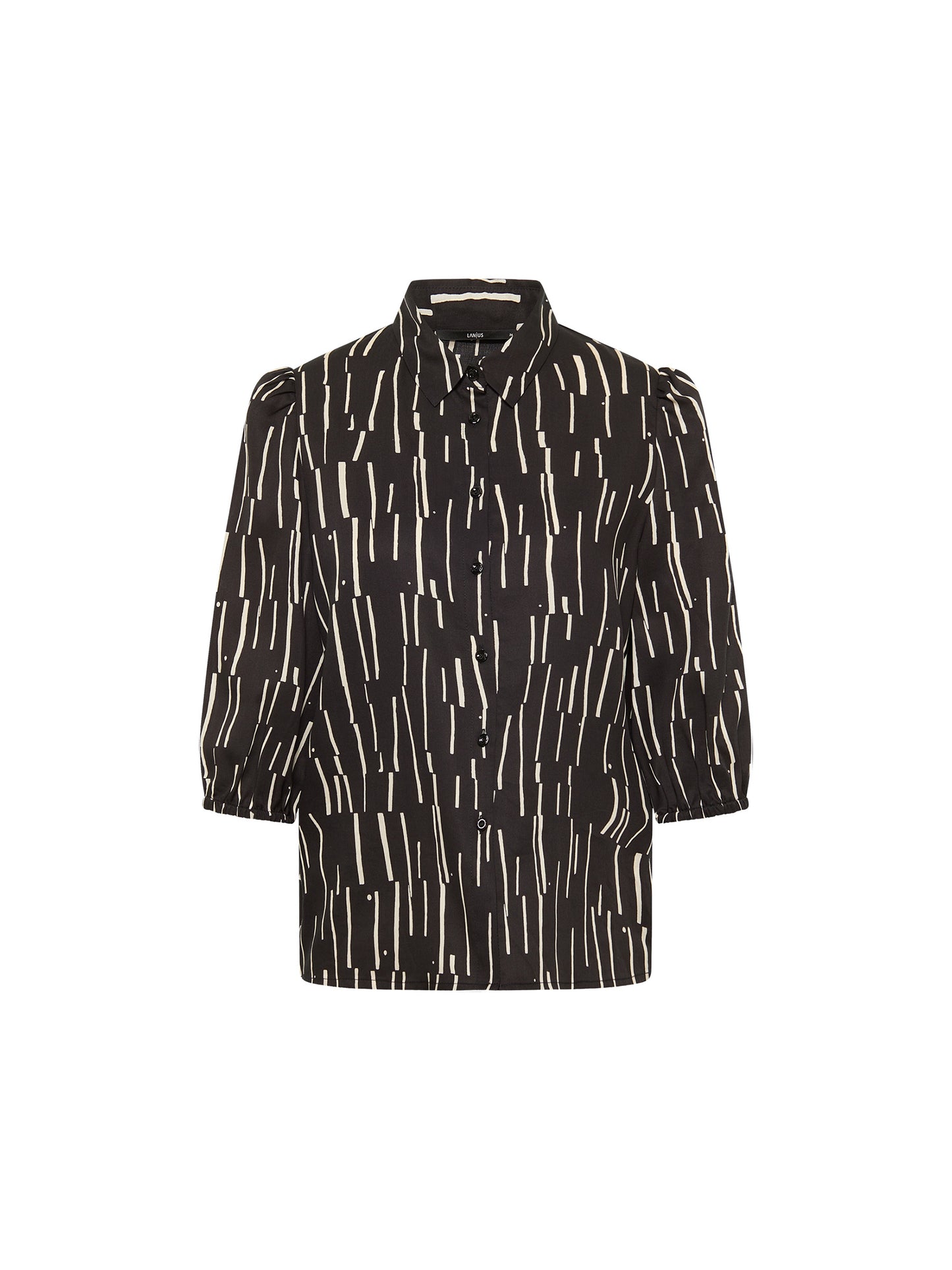 3/4 Sleeve Blouse - Print Irregular Black