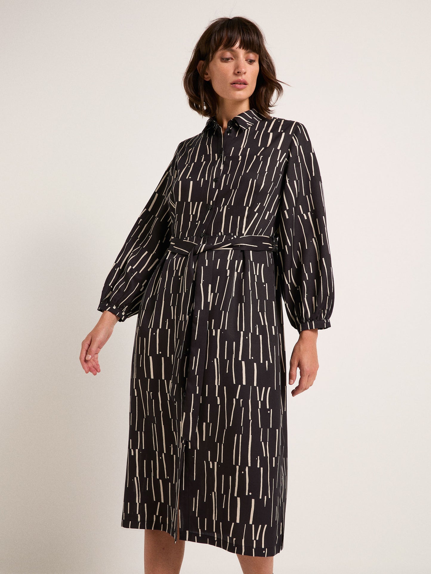 Midi Dress - Print Irregular Black