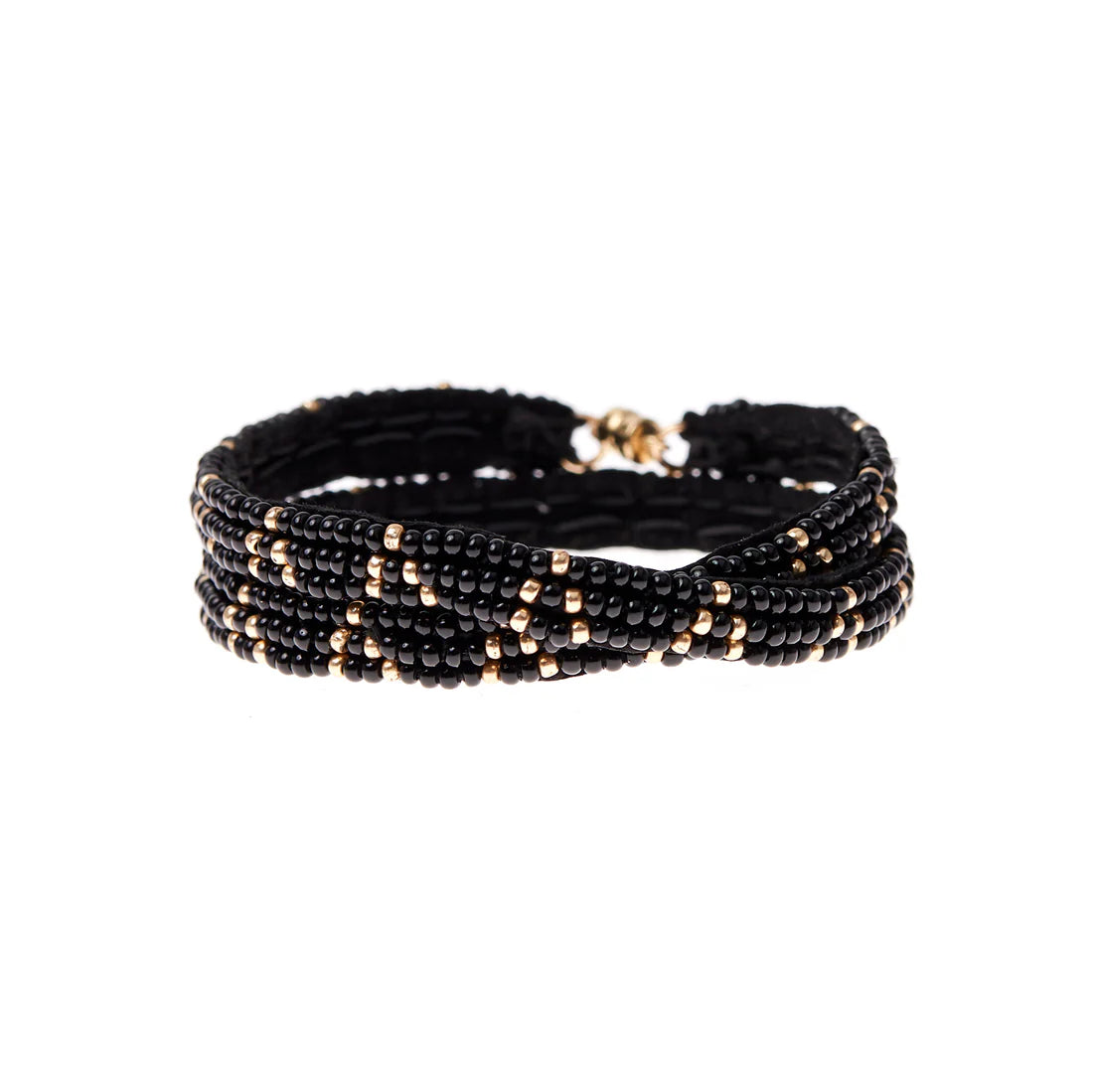 3 DOT TRIANGLE XS DOUBLE WRAP BRACELET- BLACK