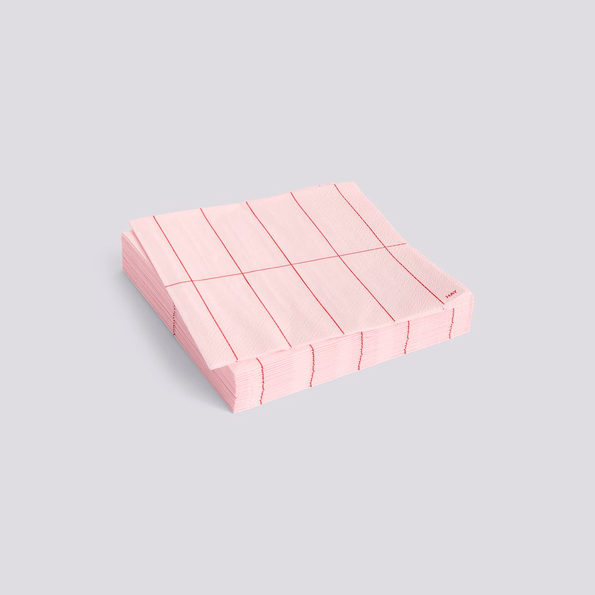 PATTERN NAPKINS - SET OF 20 LUNCH - LIGHT PINK & RED GRID