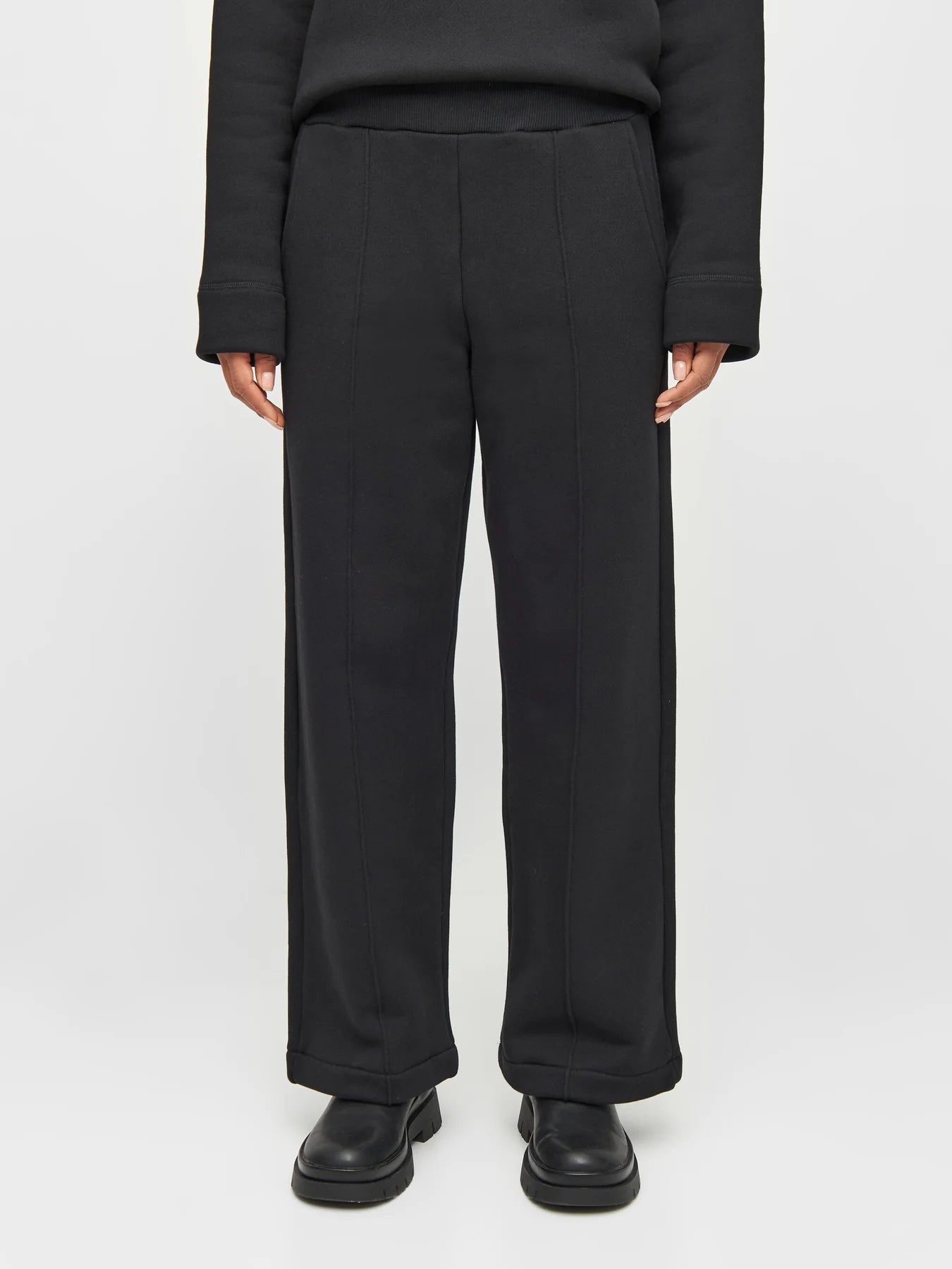 POSEY Wide High-Rise Sweat Elastic Waistband Pants -  Black Jet