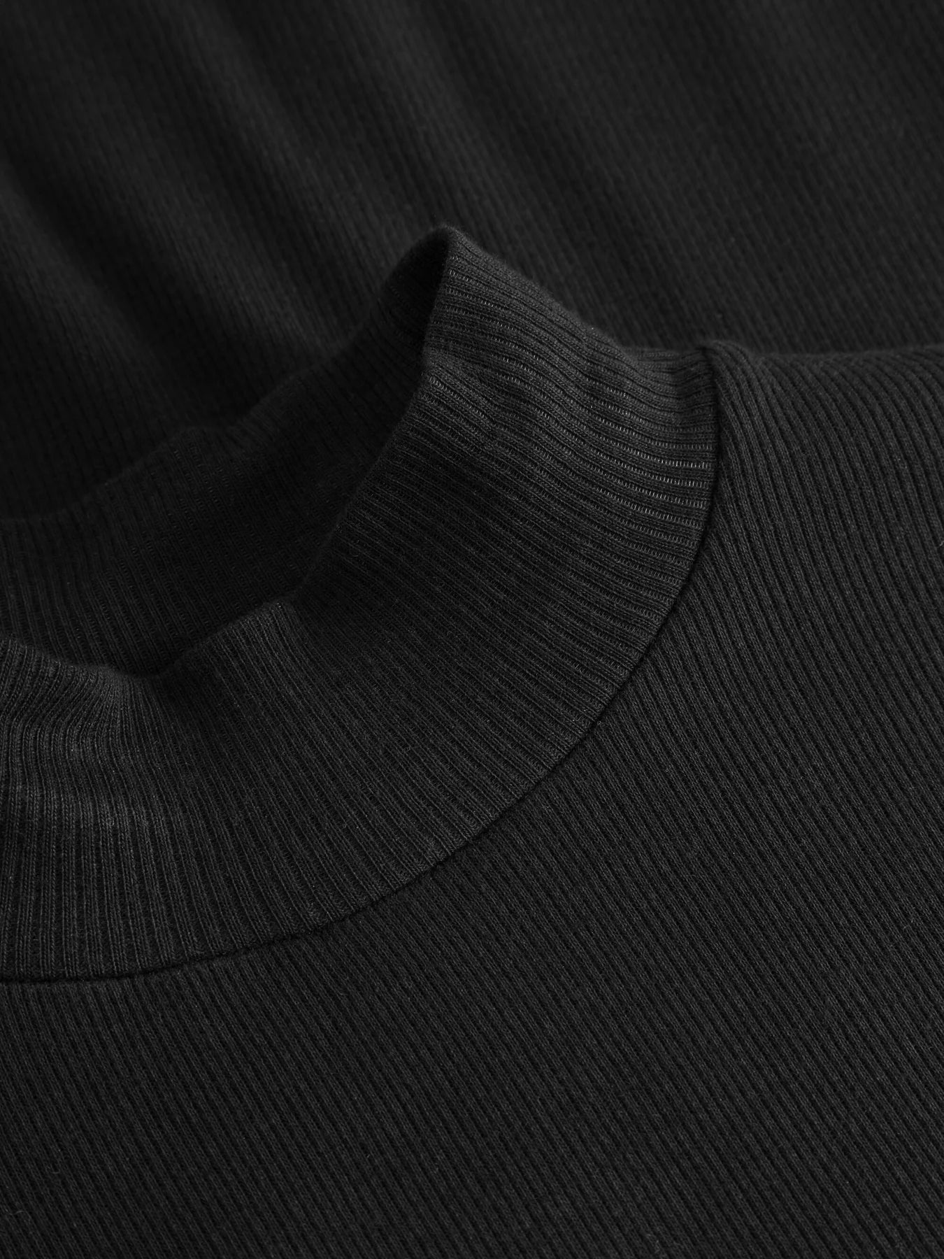 Rib High Neck Long Sleeve - GOTS/Vegan - Black Jet