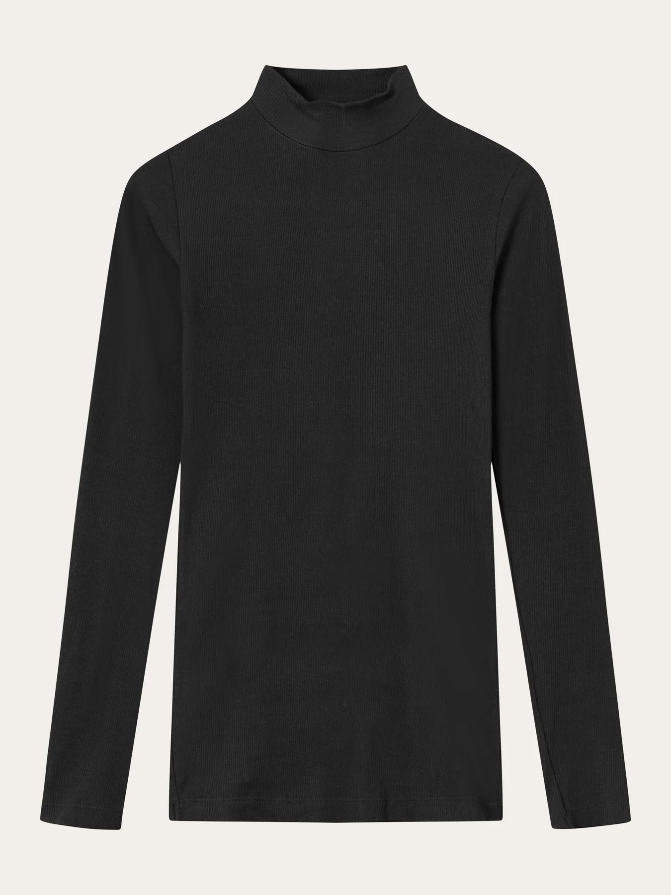 Rib High Neck Long Sleeve - GOTS/Vegan - Black Jet