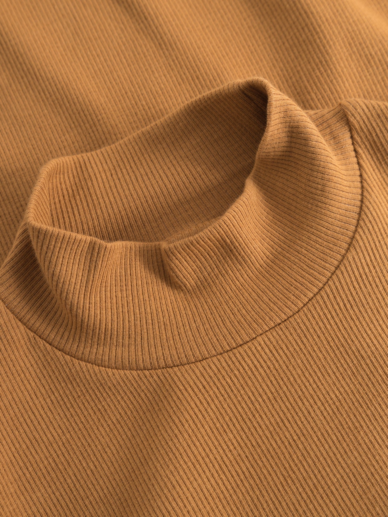 Rib High Neck Long Sleeve - GOTS/Vegan - Brown Sugar