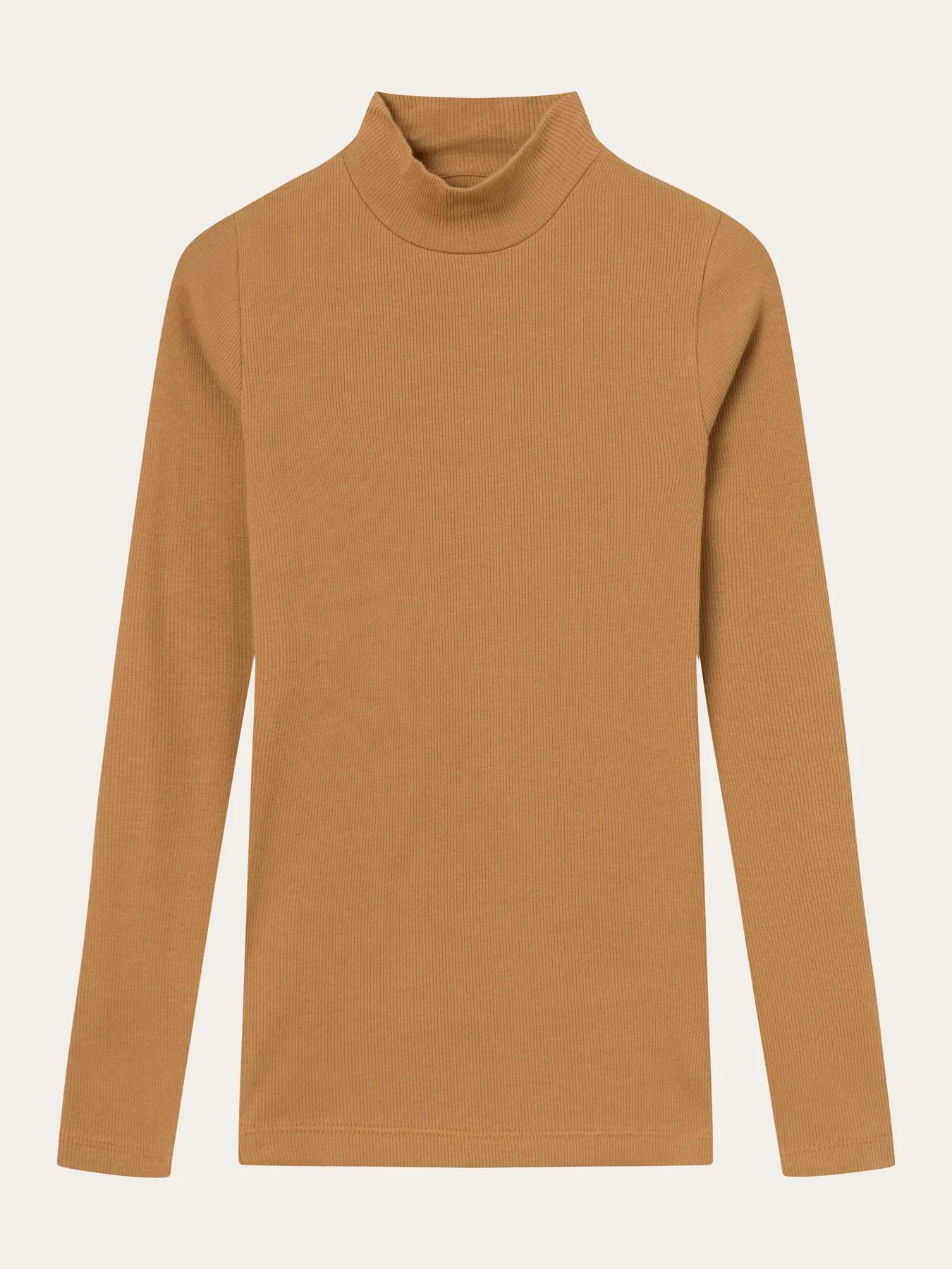 Rib High Neck Long Sleeve - GOTS/Vegan - Brown Sugar