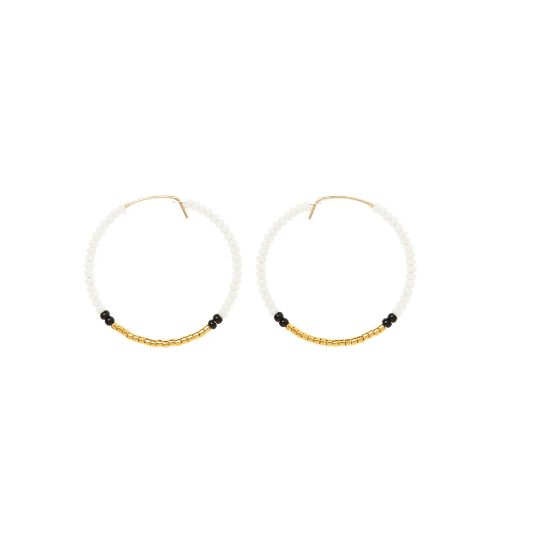 SMALL HOOP EARRINGS - WHITE, GOLD & BLACK