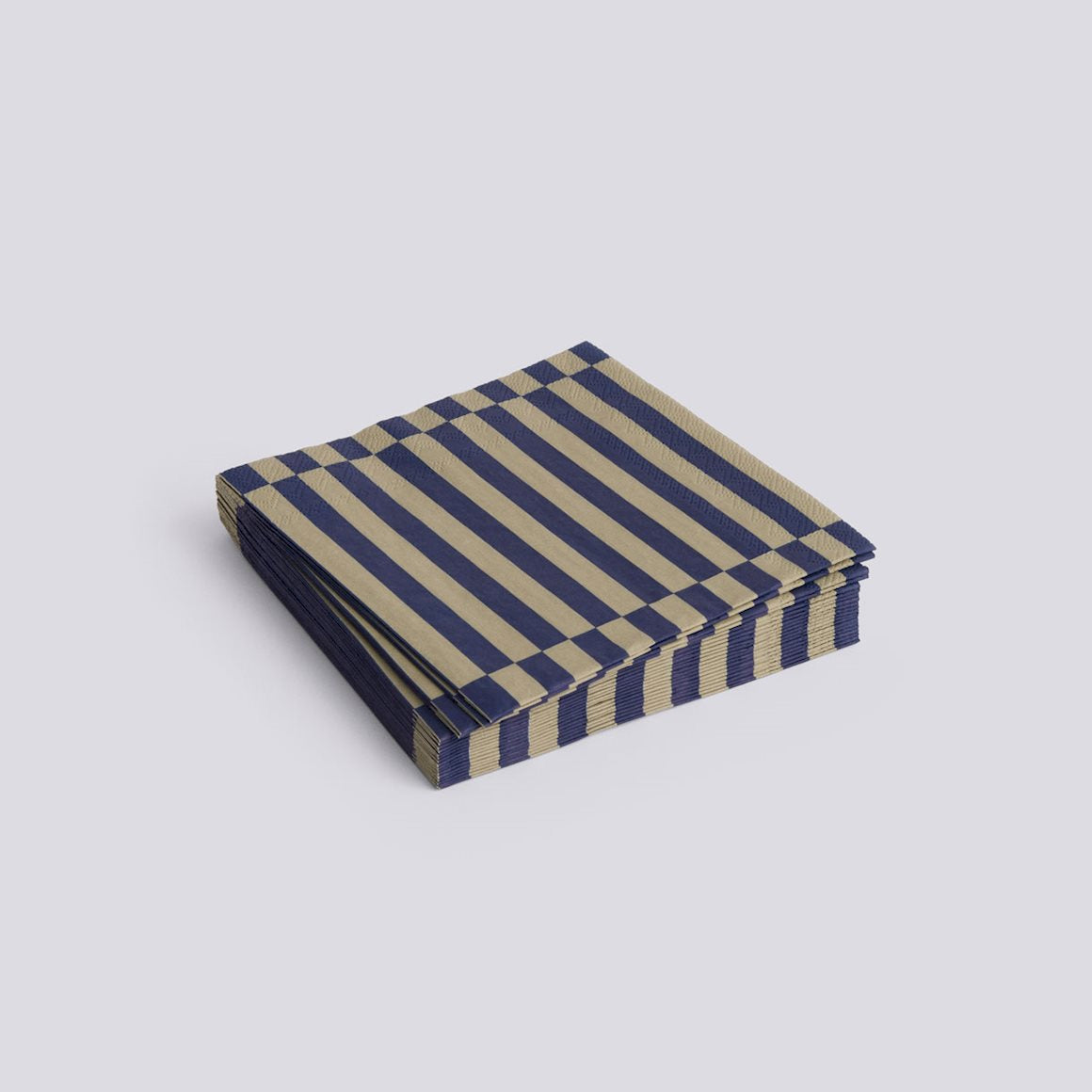 LUNCH  PATTERN NAPKINS - DARK BLUE & DARK SAND PILLAR STRIPE - SET OF 20