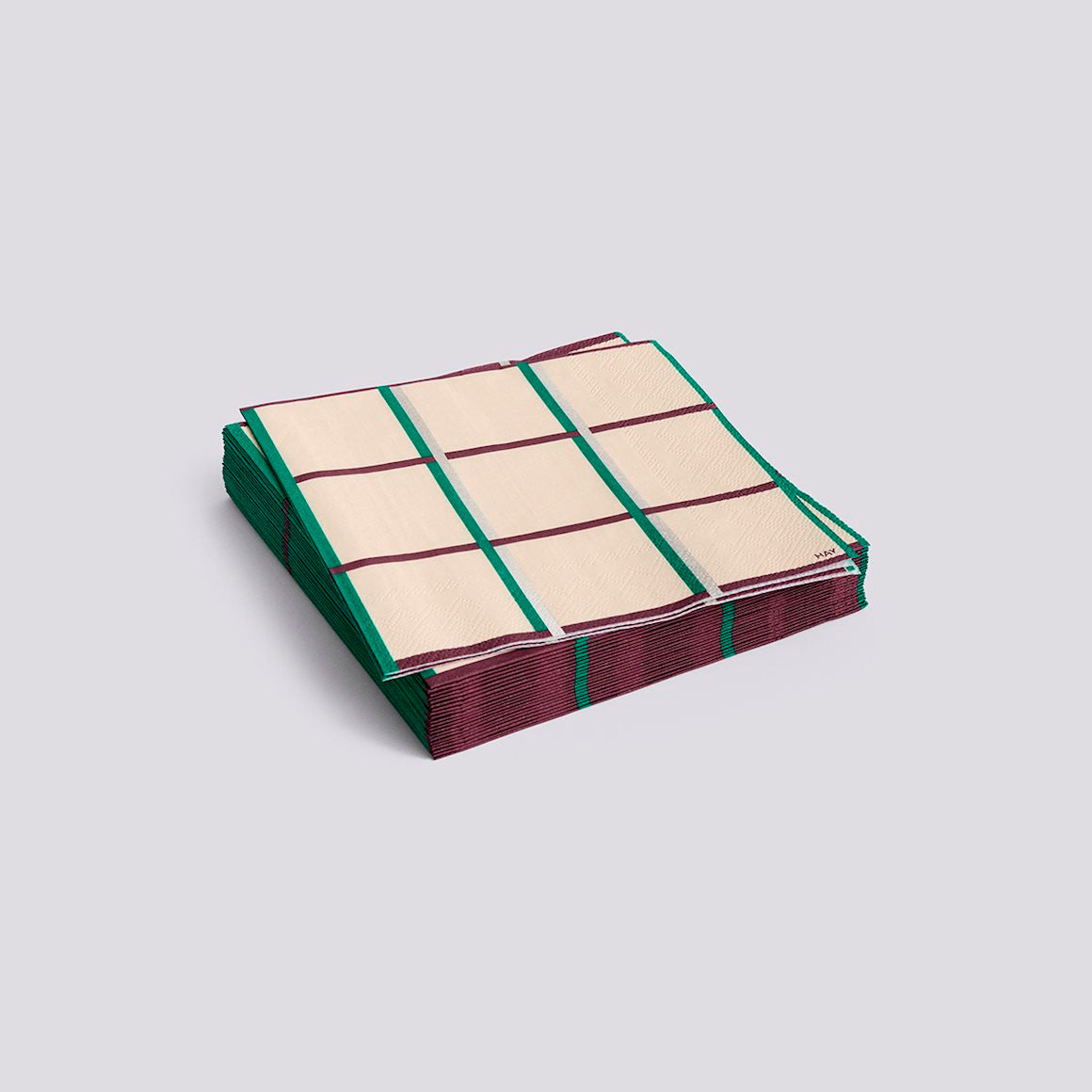 PATTERN NAPKINS - SET OF 20 LUNCH -OFF-WHITE, SILVER & GREEN BRAID CHECK