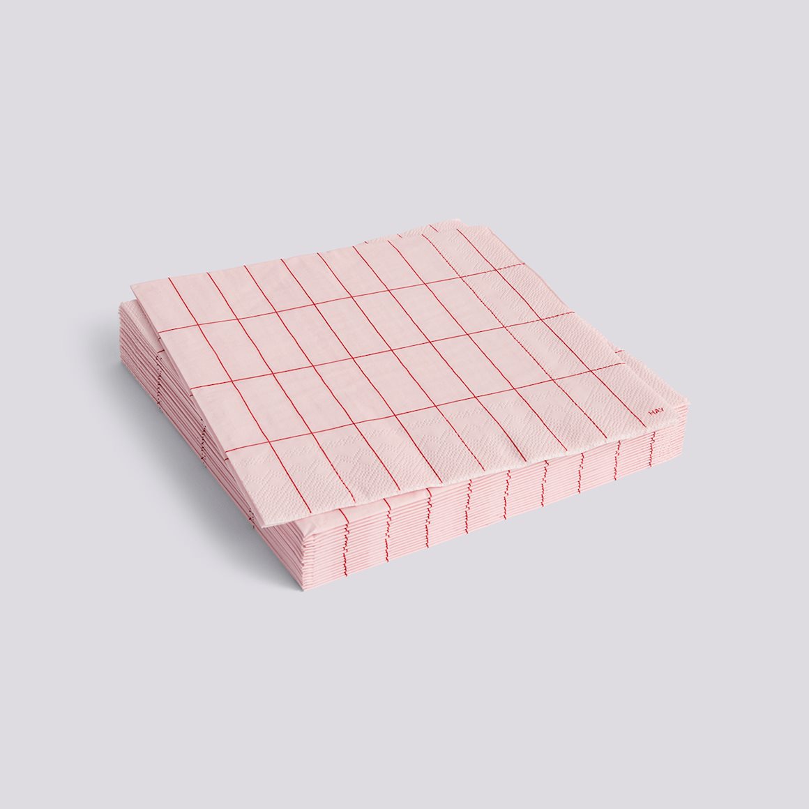 PATTERN NAPKINS - SET OF 20 DINNER - LIGHT PINK & RED GRID