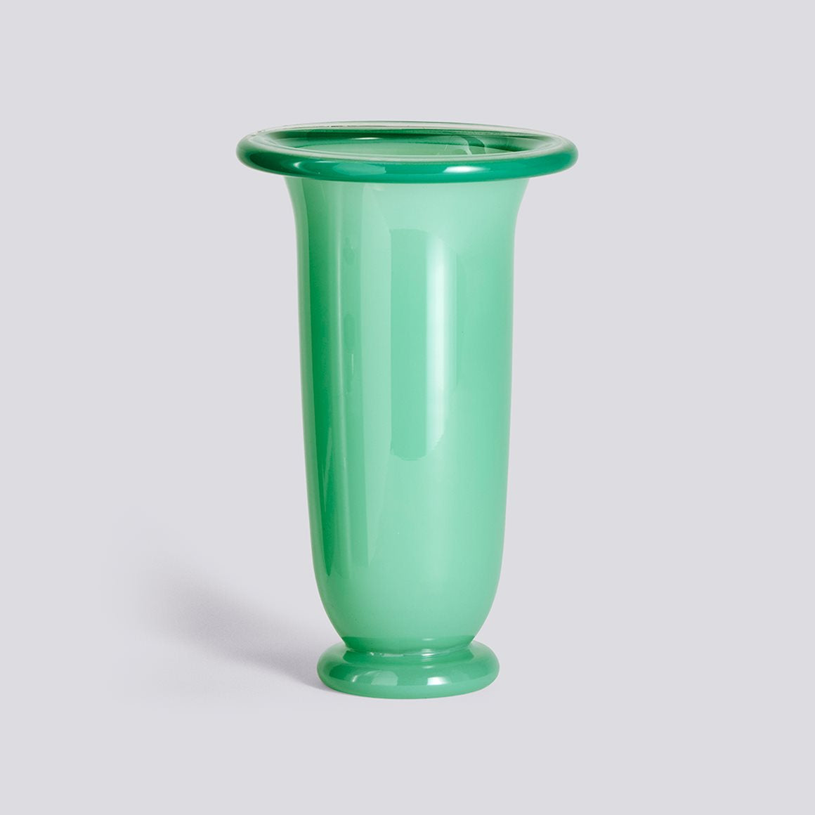 EMPIRE VASE - LARGE - GREEN WITH DARK GREEN RIM