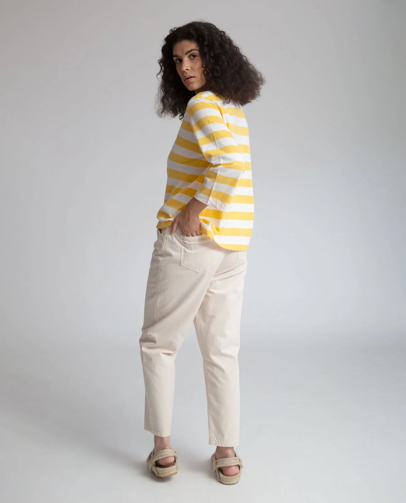 Tessa Organic Cotton Canvas Trouser - Ecru
