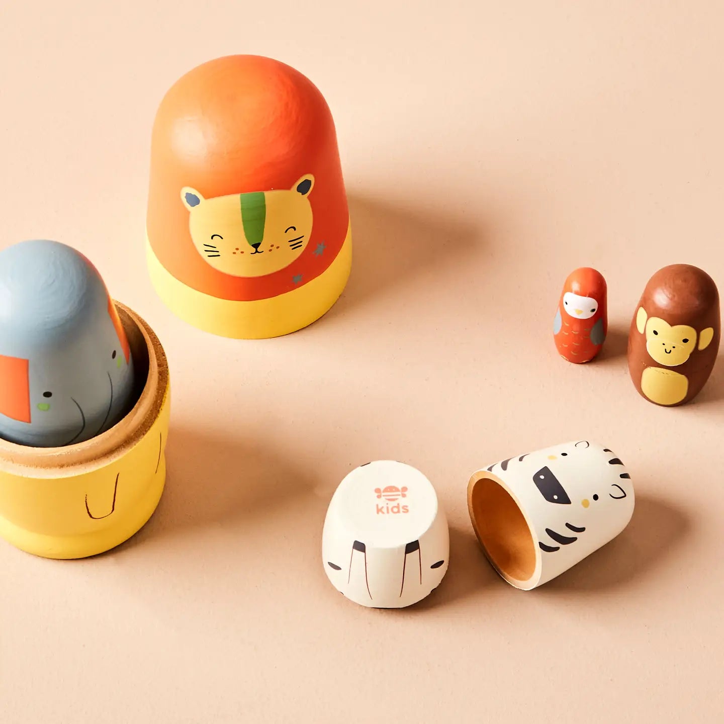 Safari Animal Wooden Nesting Dolls