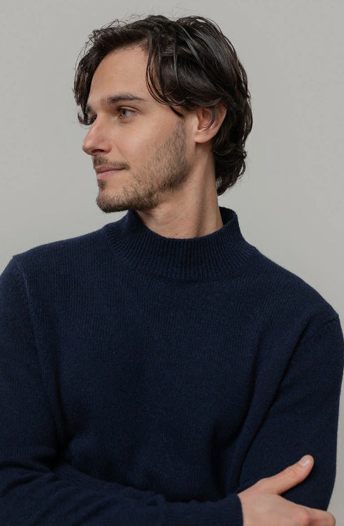 CLEMENTE - Recycled Cashmere Turtleneck Sweater - Blackberry Blue