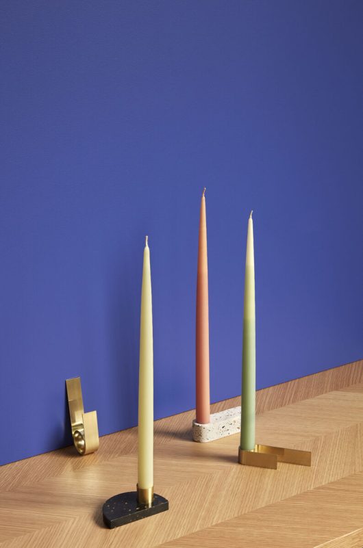 Crescent Candlesticks Beige & Black - Set of 2