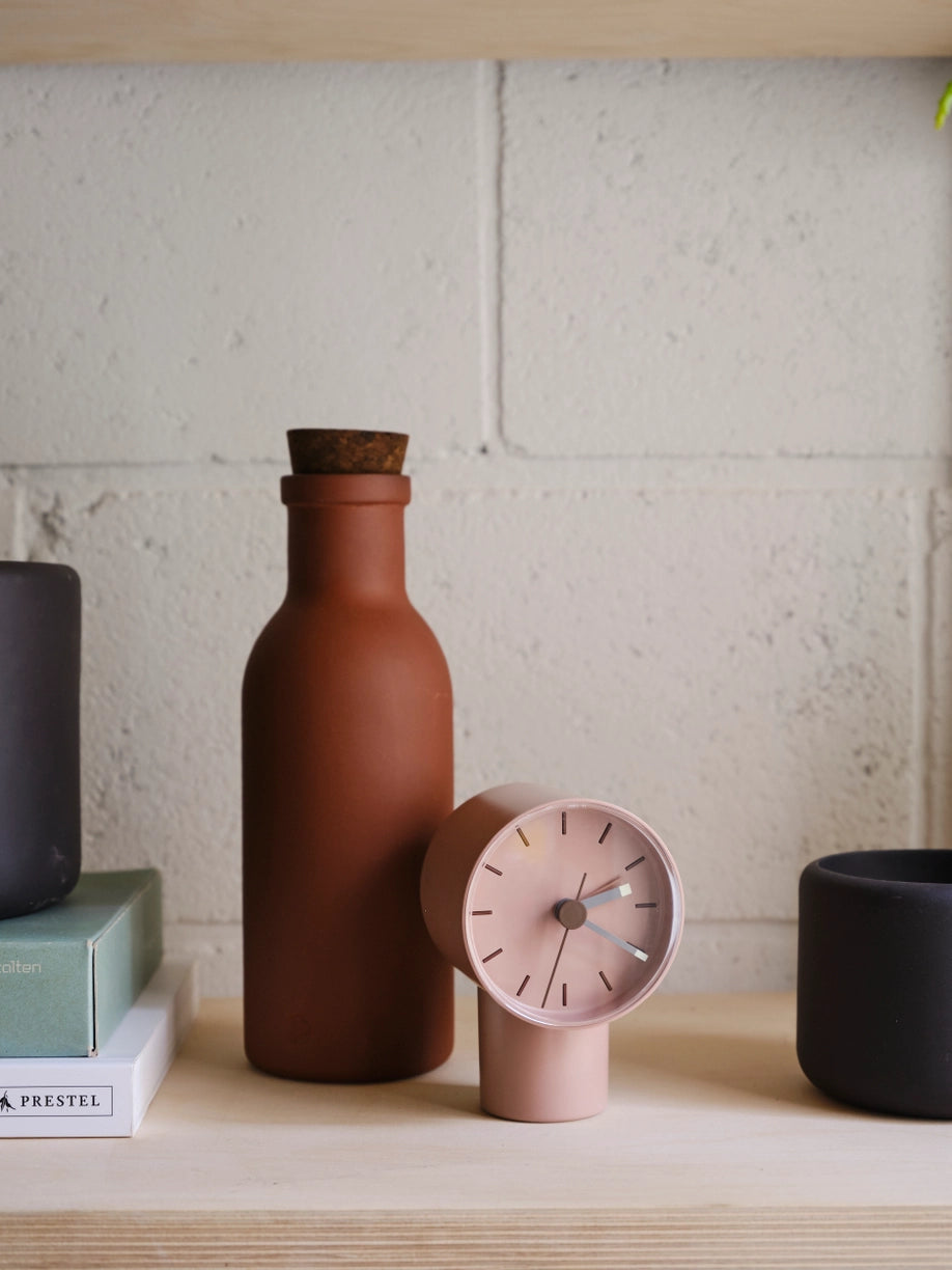 Colombo Water / Milk / Juice Porcelain Bottle with Natural Cork - Terracotta