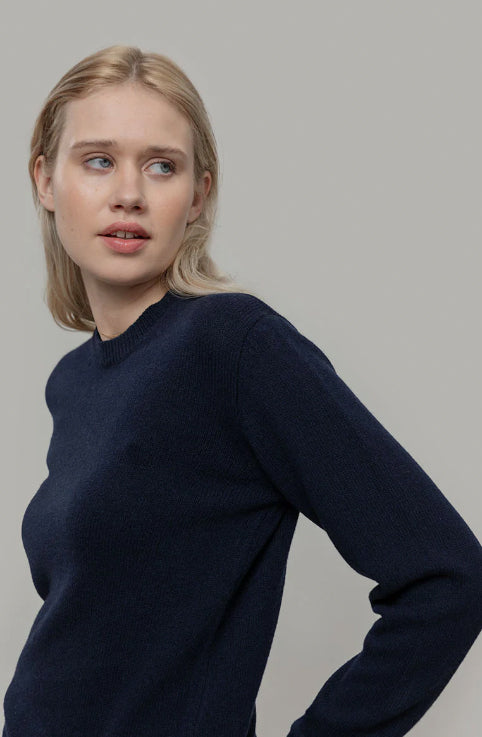 EDDA - Recycled Cashmere Crewneck Sweater - Blackberry Blue