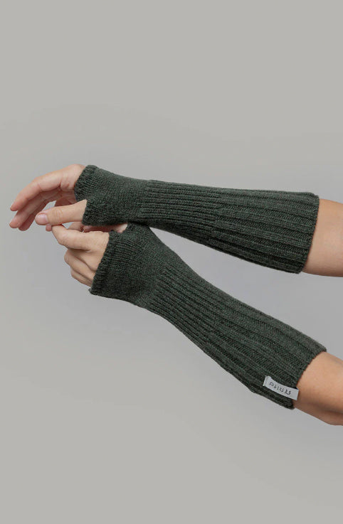 TAMARA - Recycled Cashmere Fingerless Gloves - Forest Green
