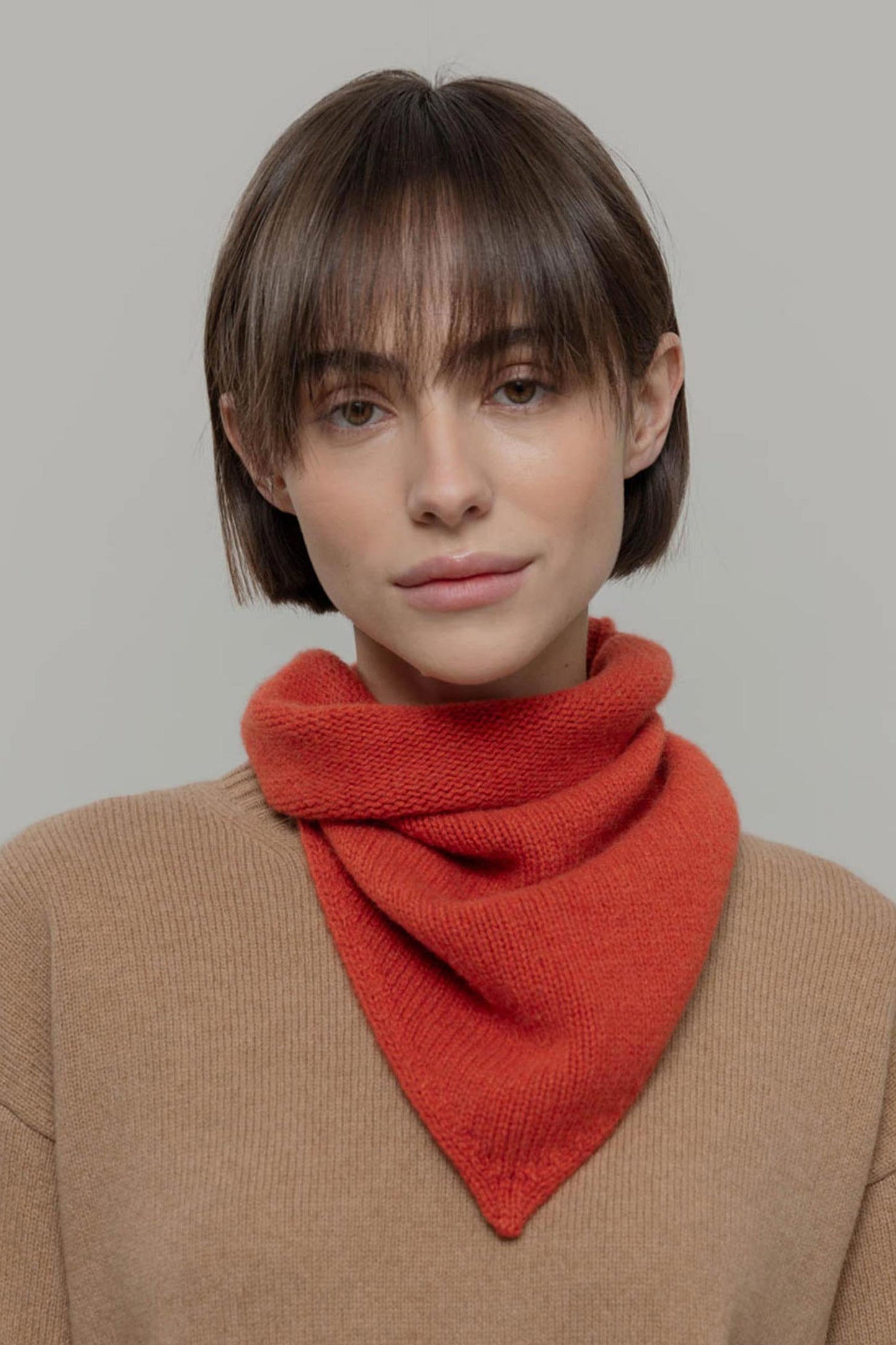 MASHA - Recycled Cashmere Bandana -  Orange Siena