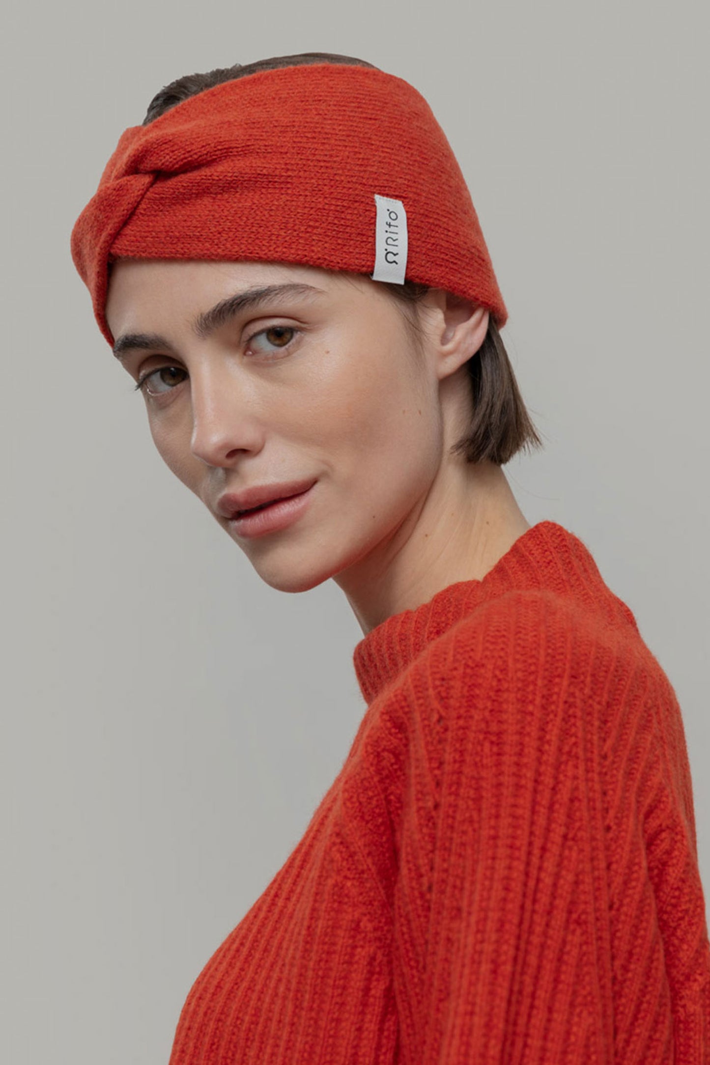 NADIA - Recycled Cashmere Headband - Orange Siena
