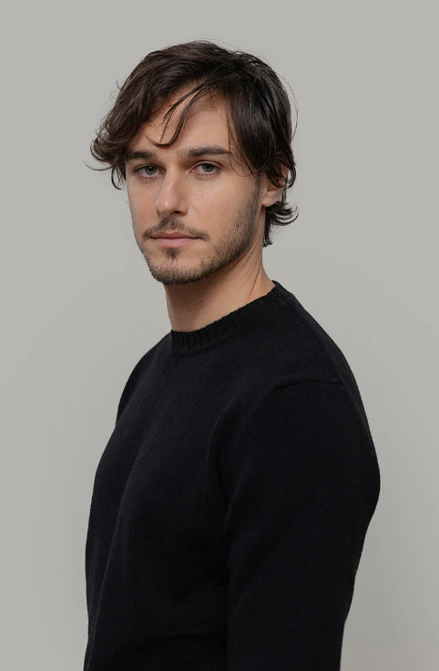 ROMEO - Recycled Cashmere Crewneck Sweater - Black Slate