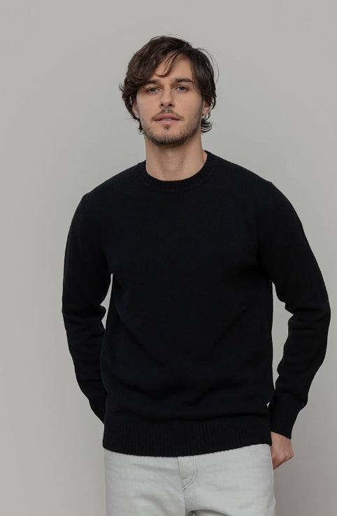 ROMEO - Recycled Cashmere Crewneck Sweater - Black Slate