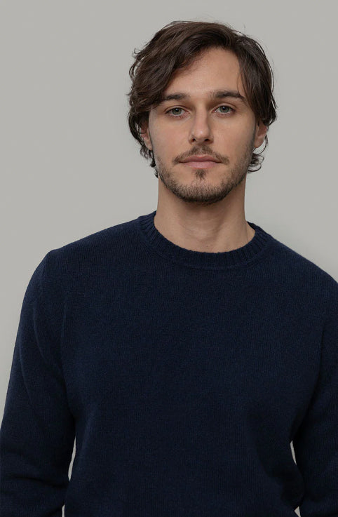 ROMEO - Recycled Cashmere Crewneck Sweater - Blackberry Blue
