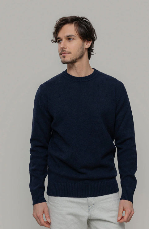 ROMEO - Recycled Cashmere Crewneck Sweater - Blackberry Blue