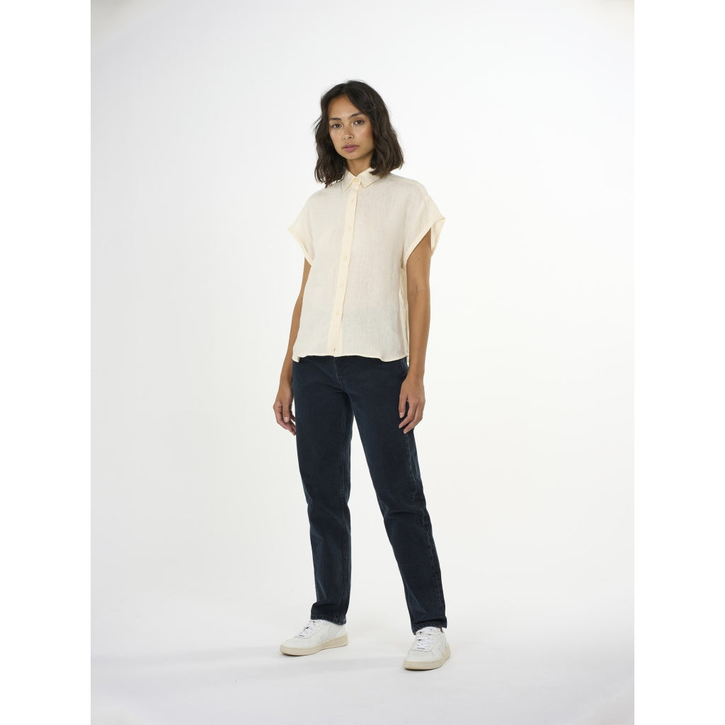 ASTER Fold Up Short Sleeve Linen Shirt - GOTS/Vegan - Butter Cream