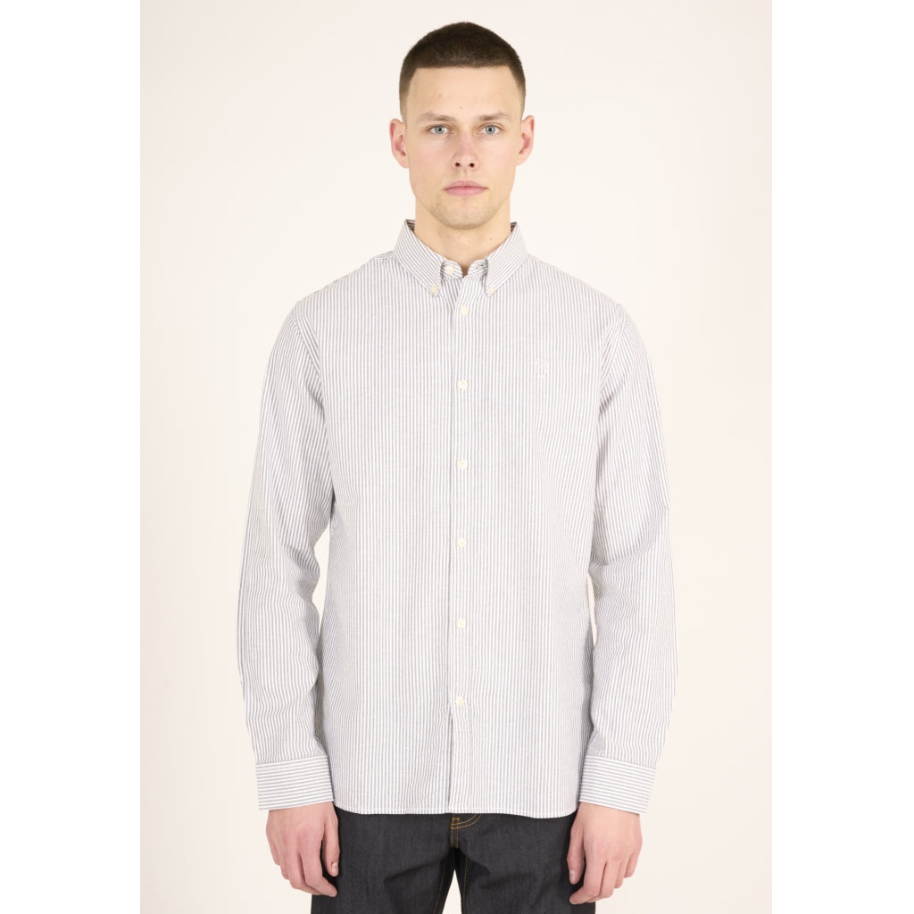 Owl striped oxford custom tailored shirt - GOTS/Vegan - Phantom