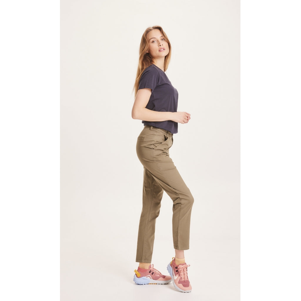 WILLOW regular cropped poplin chino - GOTS/Vegan - Burned Olive