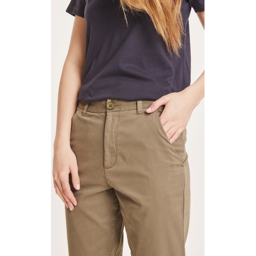 WILLOW regular cropped poplin chino - GOTS/Vegan - Burned Olive