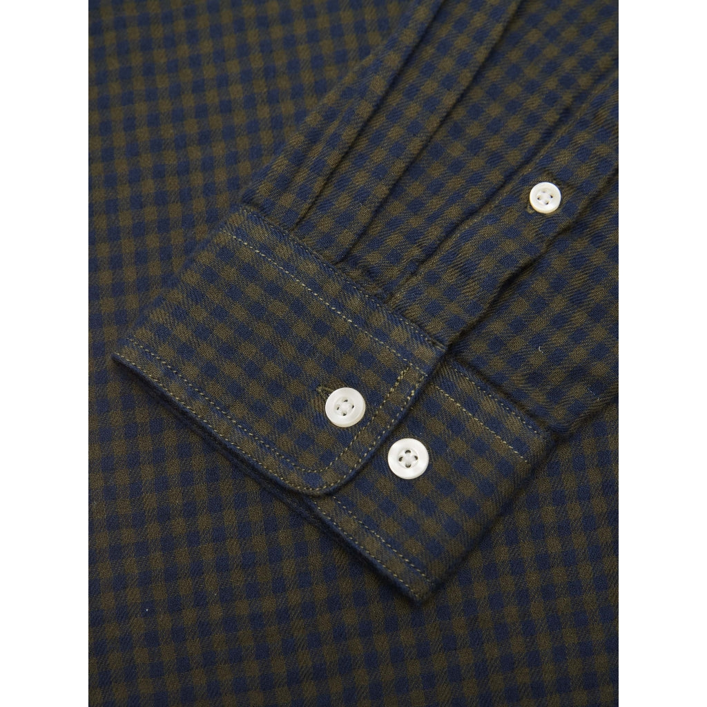 LARCH casual fit double layer checked shirt - GOTS/Vegan - forrest night