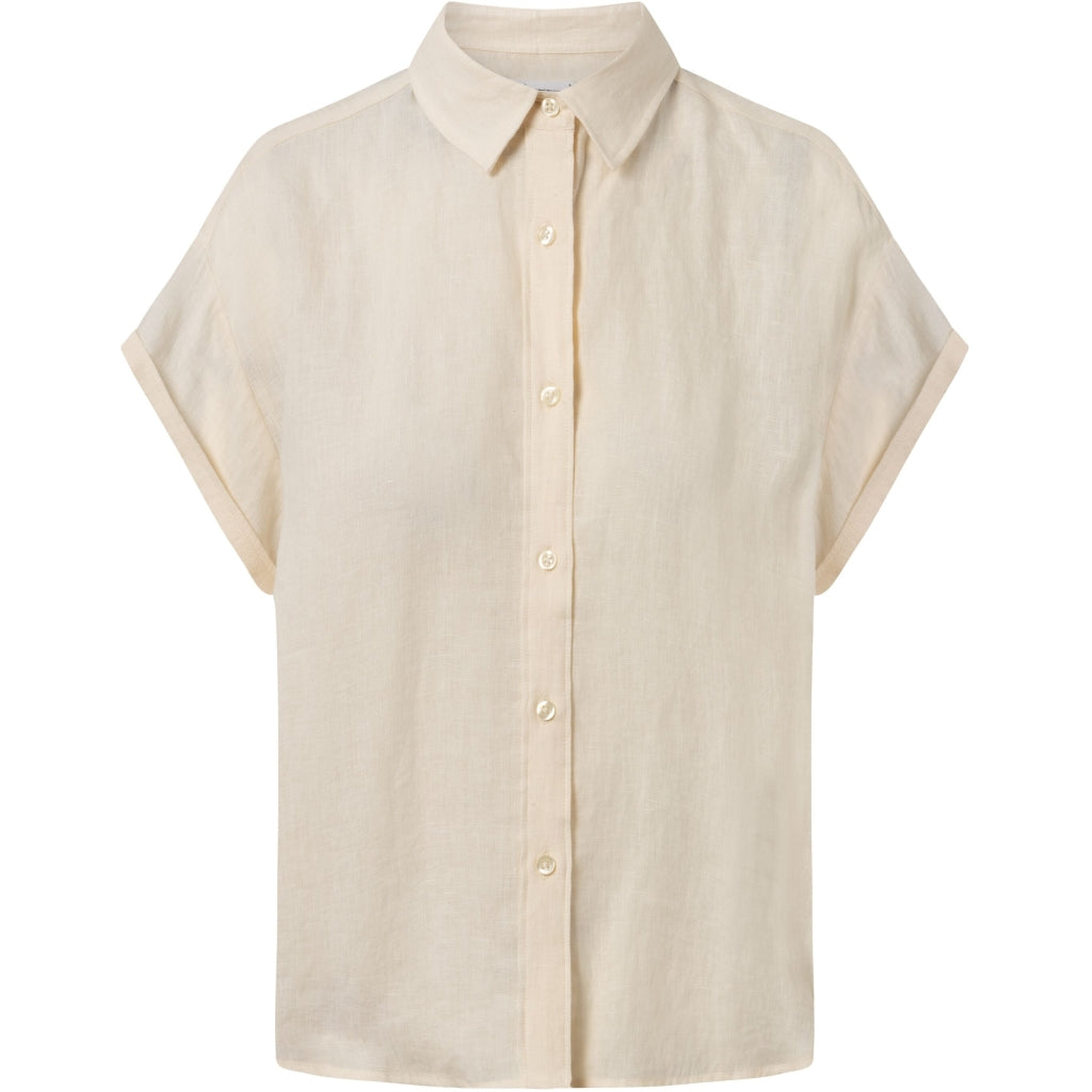 ASTER Fold Up Short Sleeve Linen Shirt - GOTS/Vegan - Butter Cream