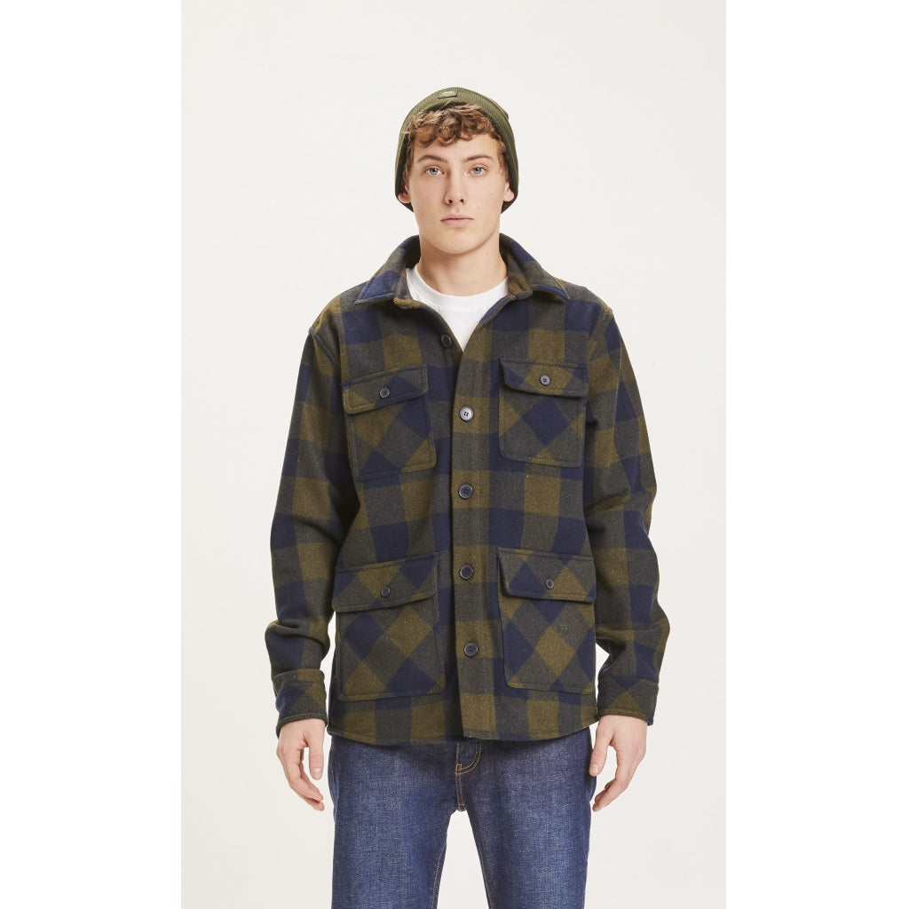 PINE Checked Wool Overshirt - GRS - Forrest Night