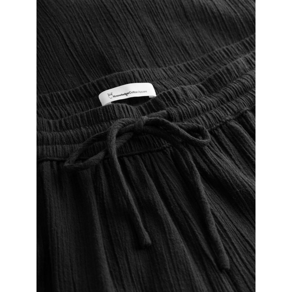 Cotton Crepe Elastic Waist Pants - GOTS/Vegan - Black Jet