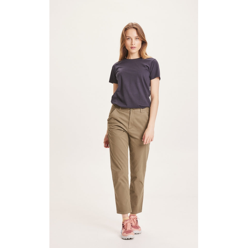 WILLOW regular cropped poplin chino - GOTS/Vegan - Burned Olive