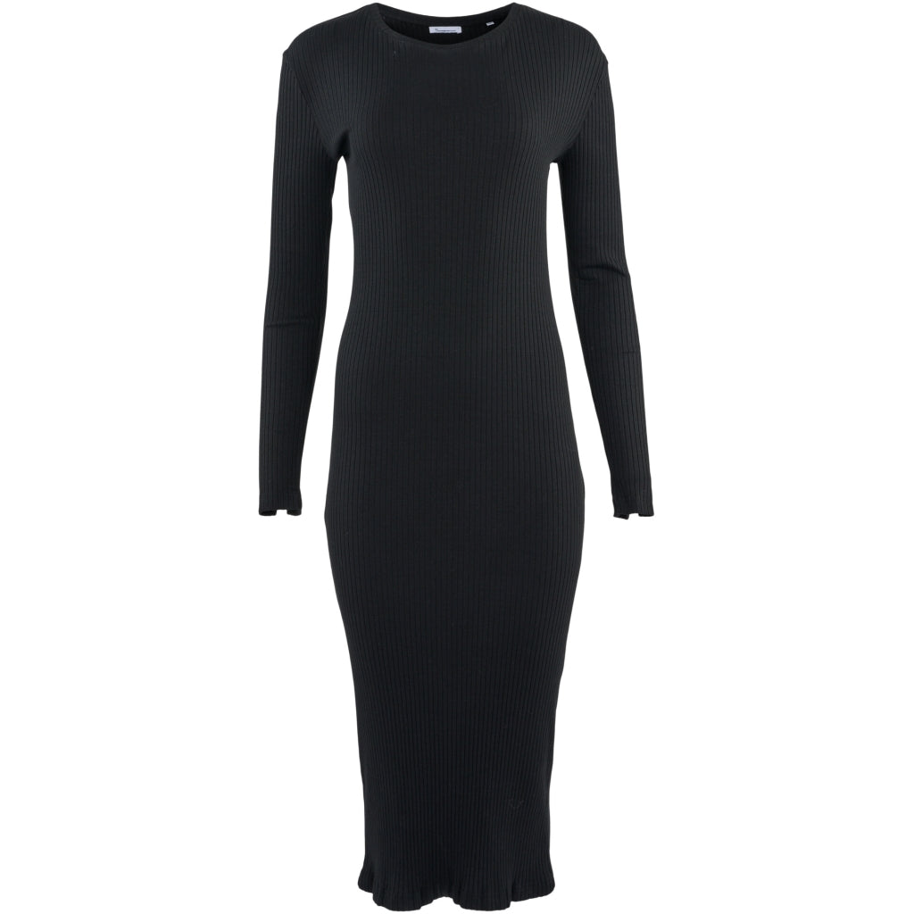 Rib Crew Lenzing™ Neck Slit Dress - OCS/Vegan - Black Jet